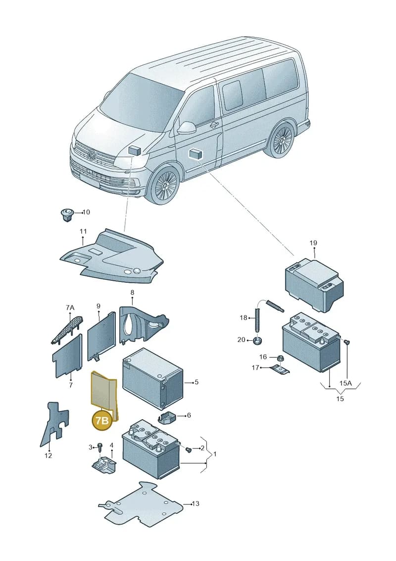 7E0915435B9B9 — Volkswagen Caravelle (2015-2019) diagram 861915000, position 7B