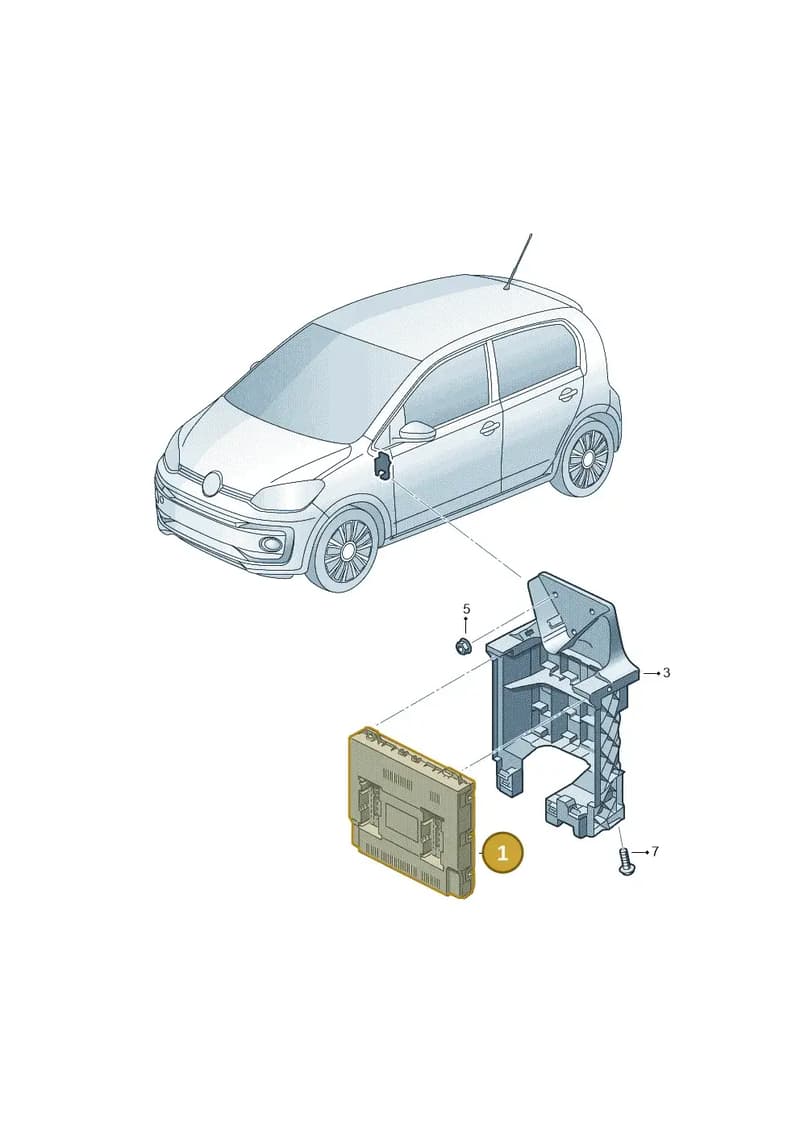 7E0937190DZKB — Volkswagen Up! 1.0 BlueMotion (2016-2023) diagram 892937500, position 1