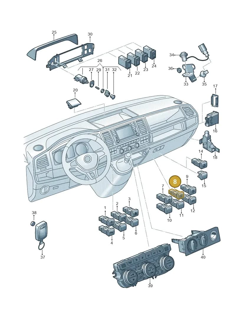7E0941435EWHS — Volkswagen Caravelle (2015-2019) diagram 861941510, position 8