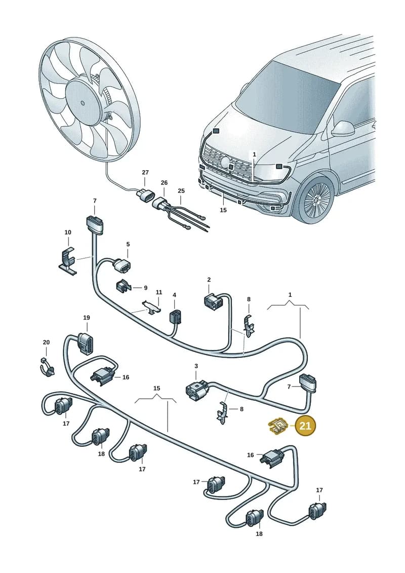 7E0971939 — Volkswagen Transporter Multivan (2019-2024) diagram 7em971000, position 21