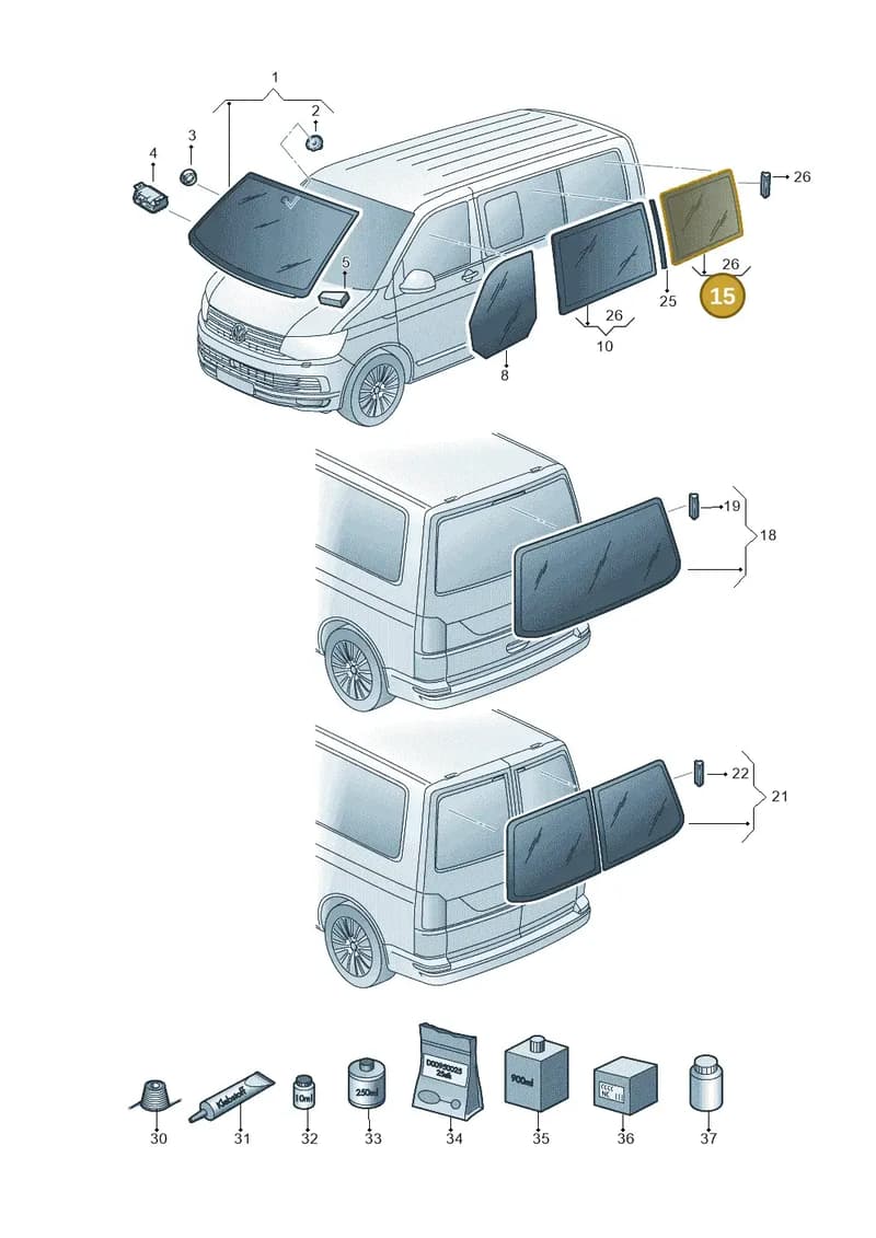7E1845332ENVB — Volkswagen Caravelle (2015-2019) diagram 861845000, position 15
