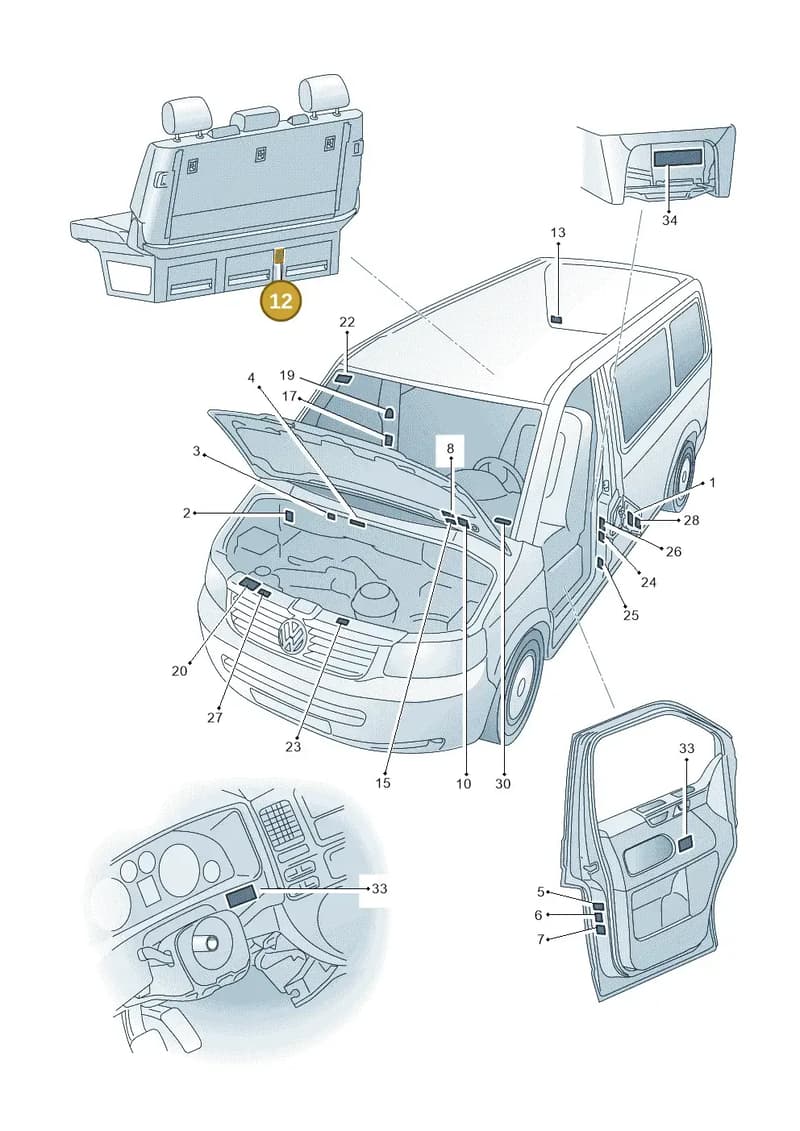 7E5010770Q — Volkswagen Caravelle (2015-2019) diagram 861010000, position 12