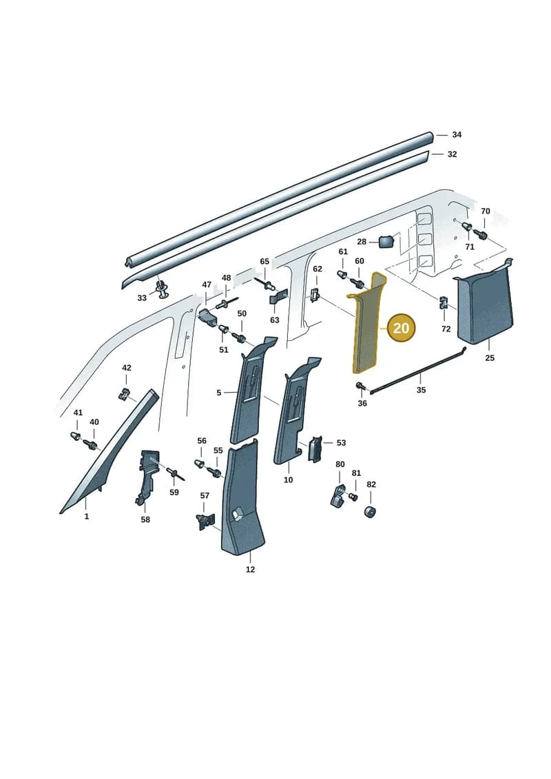 7E5867288MY20 — Volkswagen Caravelle (2019-2024) diagram 7ep867070, position 20