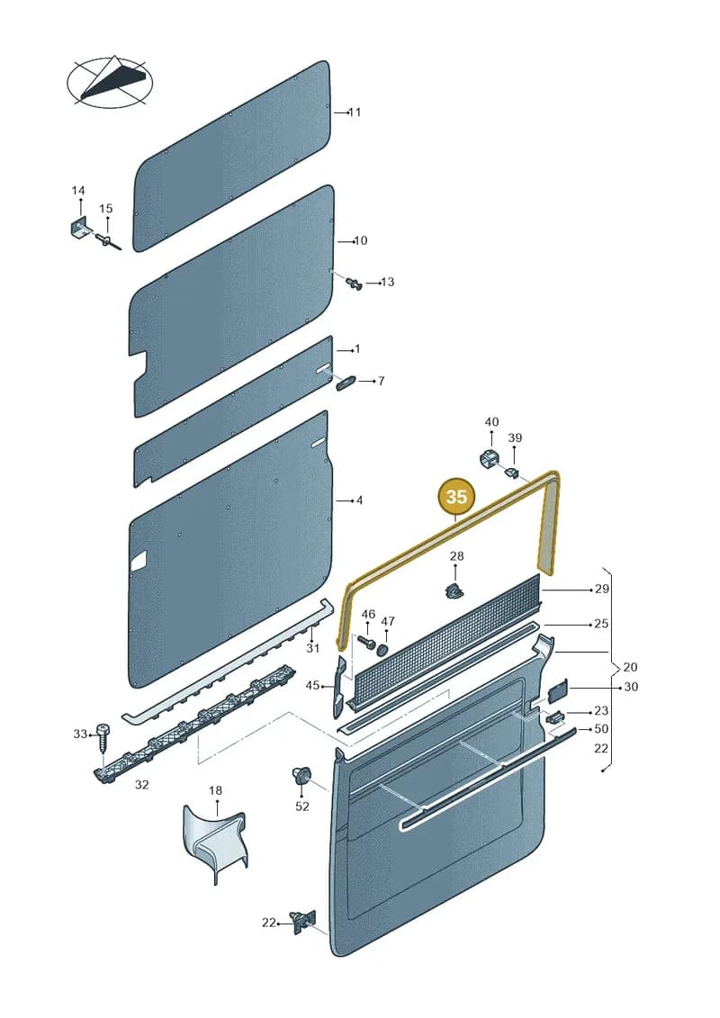7E5867624RY20 — Volkswagen Caravelle (2019-2024) diagram 410867100, position 35