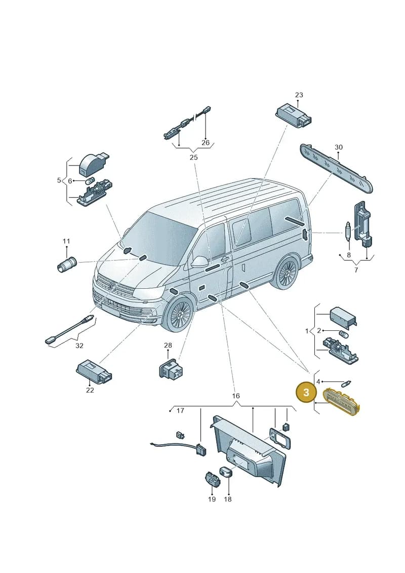 7E5947415AK72A — Volkswagen Caravelle (2015-2019) diagram 861947040, position 3