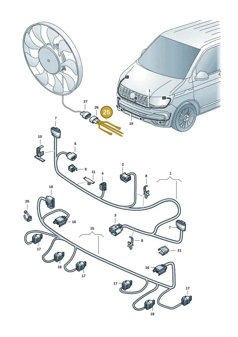 7E6970039AM — Volkswagen Transporter Multivan (2019-2024) diagram 7em971000, position 25