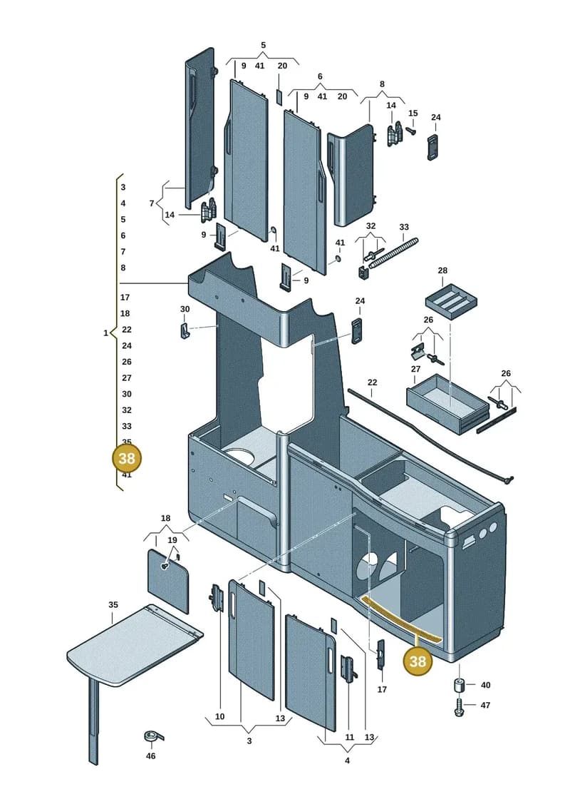 7E7068095 — Volkswagen Caravelle (2019-2024) diagram 7ep068000, position 38