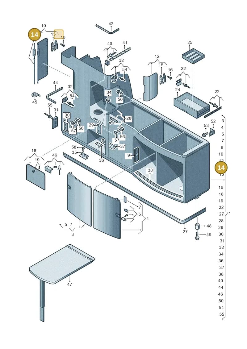 7E7068405B — Volkswagen California (2015-2019) diagram 613068000, position 14