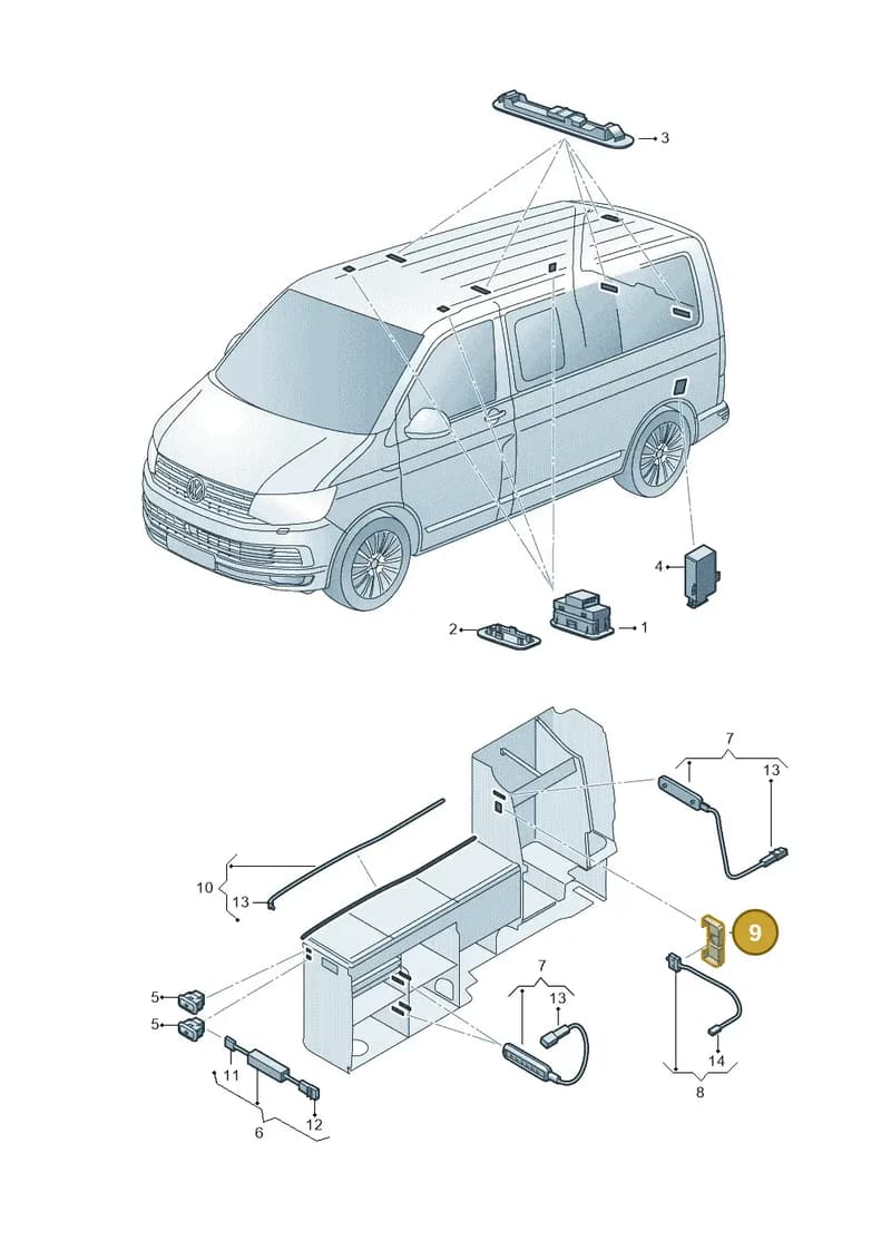7E7068717A — Volkswagen Transporter Multivan (2019-2024) diagram 871959010, position 9