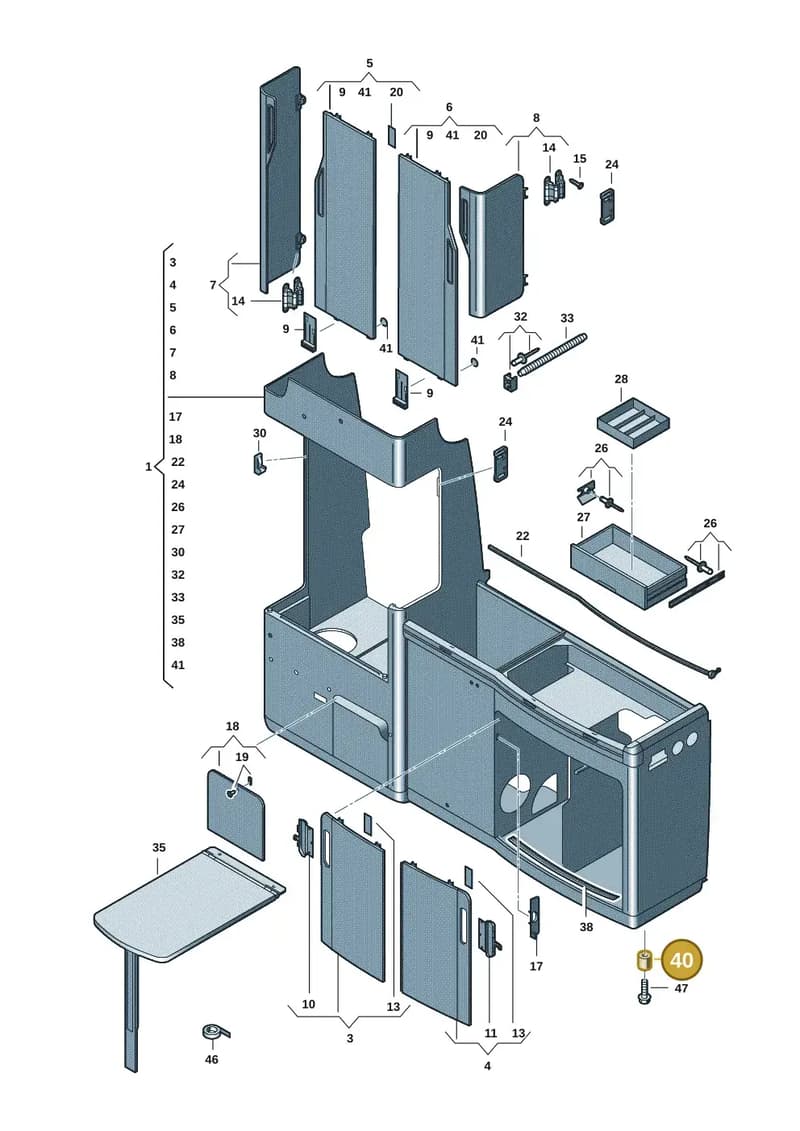 7E7068745 — Volkswagen Caravelle (2019-2024) diagram 7ep068000, position 40
