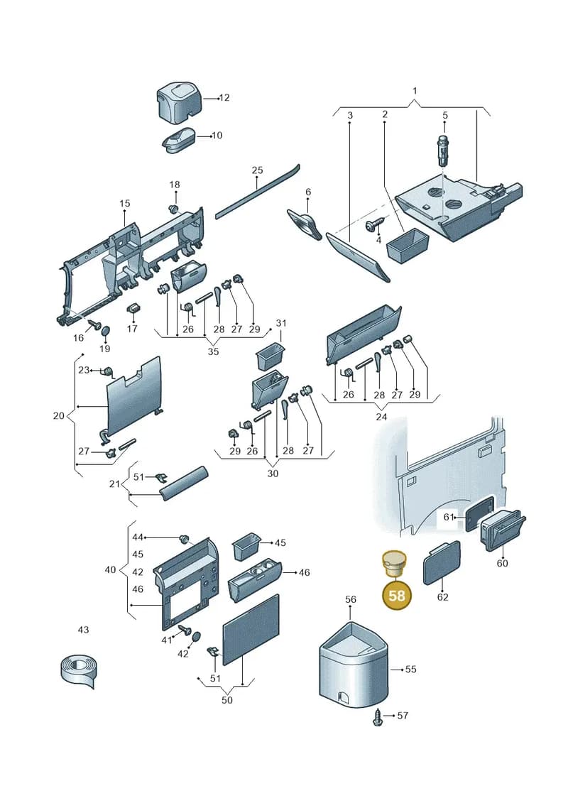 7E7858937A — Volkswagen Caravelle (2015-2019) diagram 410857300, position 58