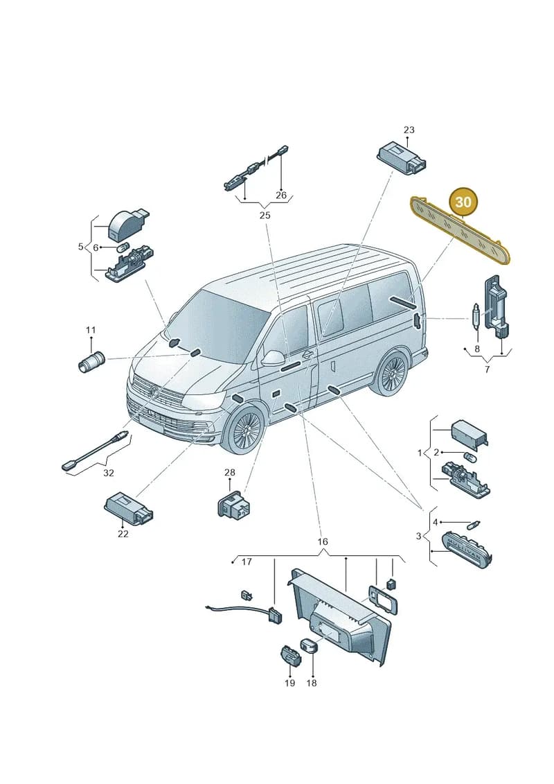 7E7947111A — Volkswagen Caravelle (2015-2019) diagram 861947040, position 30