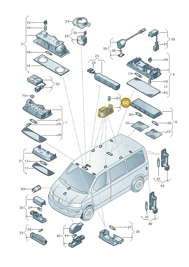 7E7947295F — Volkswagen Transp. caravelle (2008-2009) diagram 410947000, position 60
