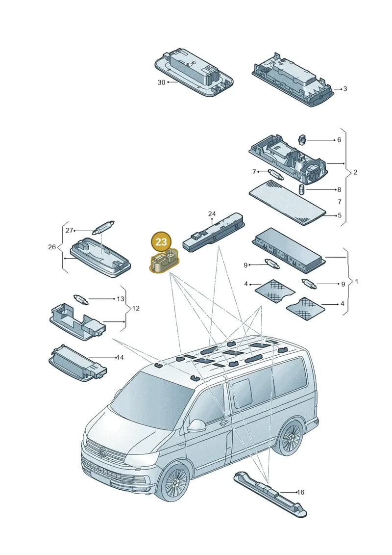 7E7947295F — Volkswagen Caravelle (2015-2019) diagram 861947020, position 23