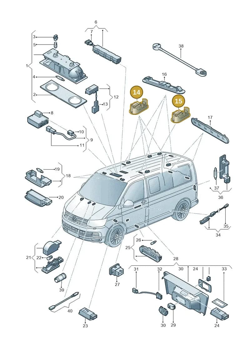 7E7947295F — Volkswagen California (2015-2019) diagram 871947010, position 14+15