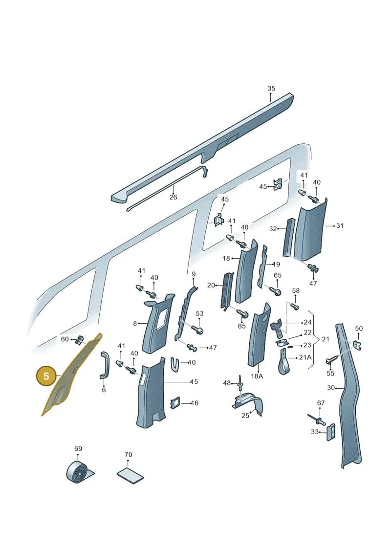 7E8867233AY20 — Volkswagen Caravelle (2019-2024) diagram 871867700, position 5
