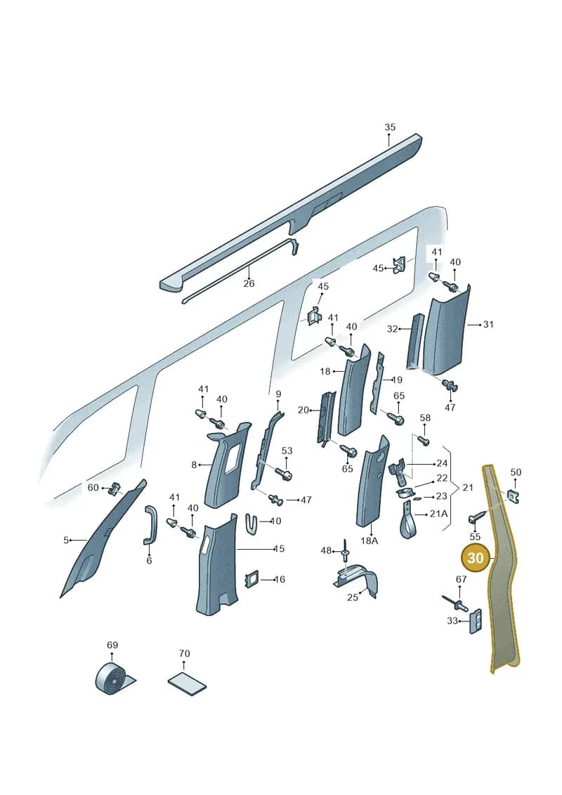 7E8867245AX30 — Volkswagen Caravelle (2019-2024) diagram 871867700, position 30