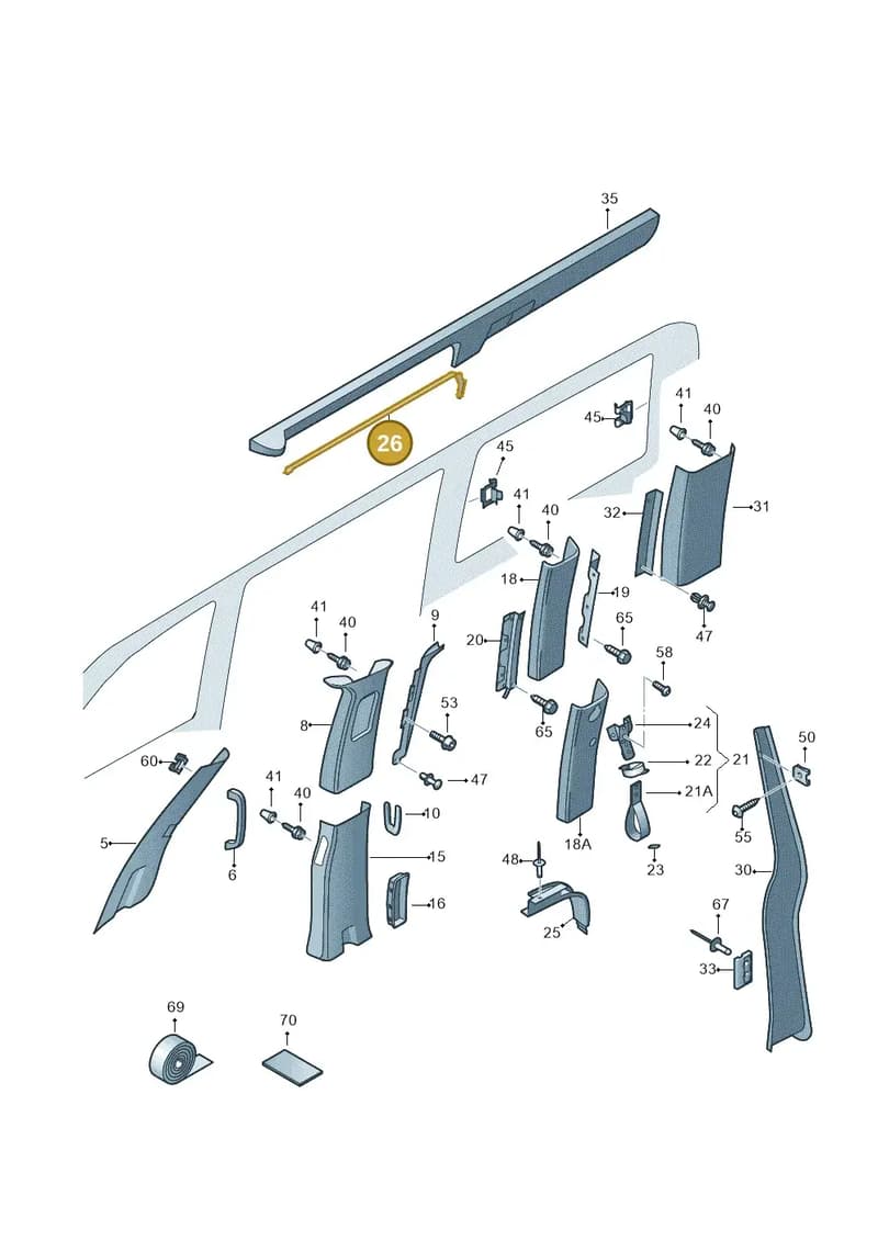 7E8867533X30 — Volkswagen Transp. caravelle (2009-2011) diagram 452867700, position 26