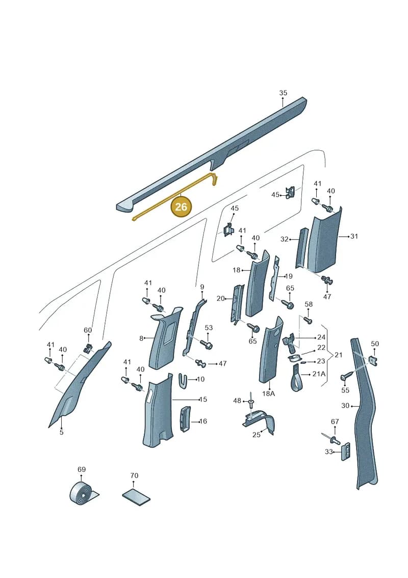 7E8867533X30 — Volkswagen Caravelle (2015-2019) diagram 731867770, position 26