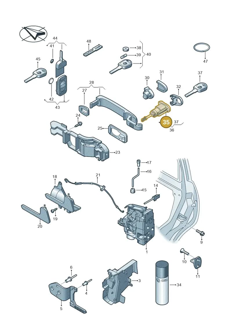 7F0837167Y — Volkswagen TRANSPORTER (2003-2005) diagram 410837000, position 35