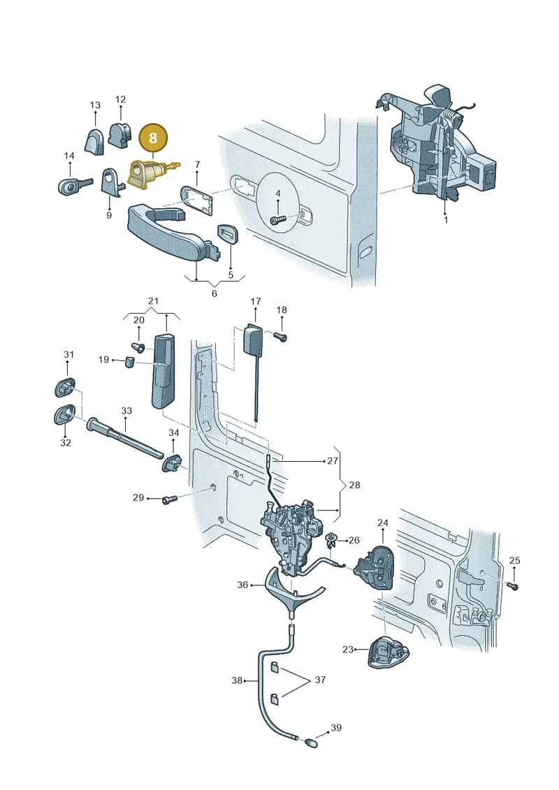 7F0837167Y — Volkswagen TRANSPORTER (2003-2005) diagram 410843800, position 8