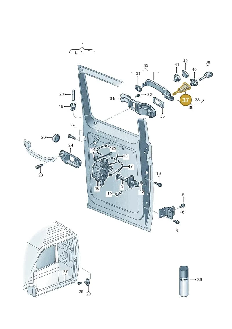 7F0837167Y — Volkswagen Transporter Single Cab (2015-2019) diagram 411841000, position 37