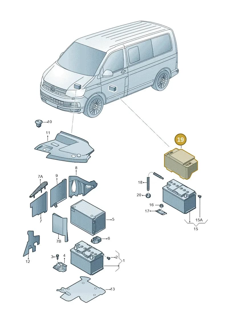 7F0915430 — Volkswagen Transporter Single Cab (2015-2019) diagram 861915000, position 19