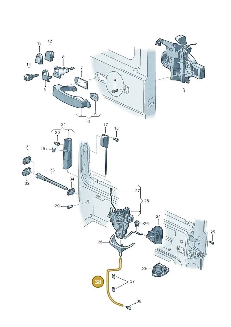 7H0843961A — Volkswagen Caravelle (2015-2019) diagram 410843800, position 38