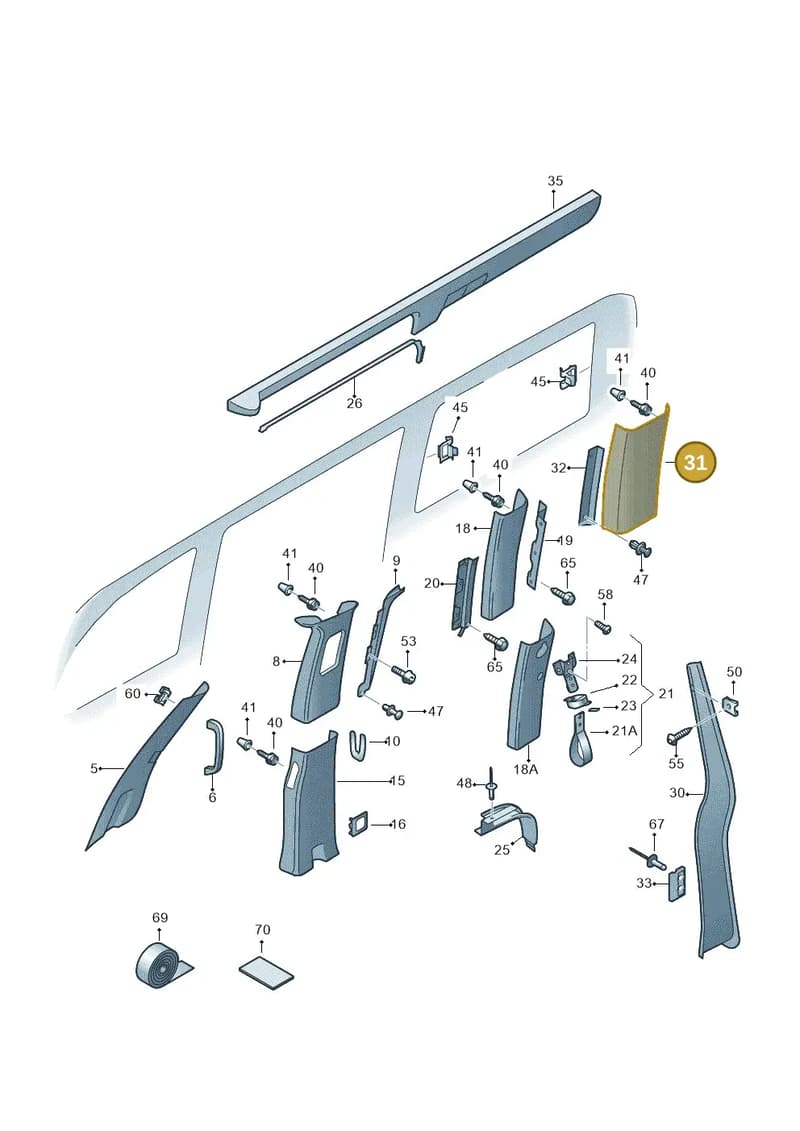 7H0853215Y20 — Volkswagen Caravelle (2019-2024) diagram 871867700, position 31