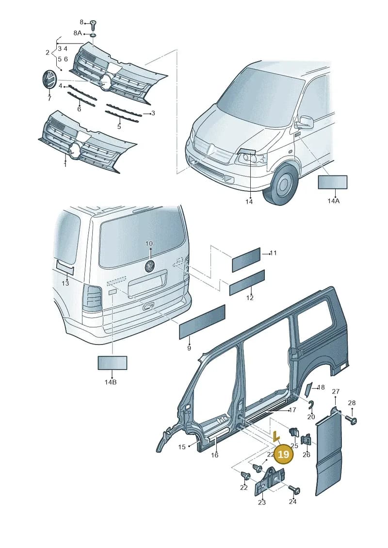 7H0853411B — Volkswagen Transp. caravelle (2009-2011) diagram 679853000, position 19