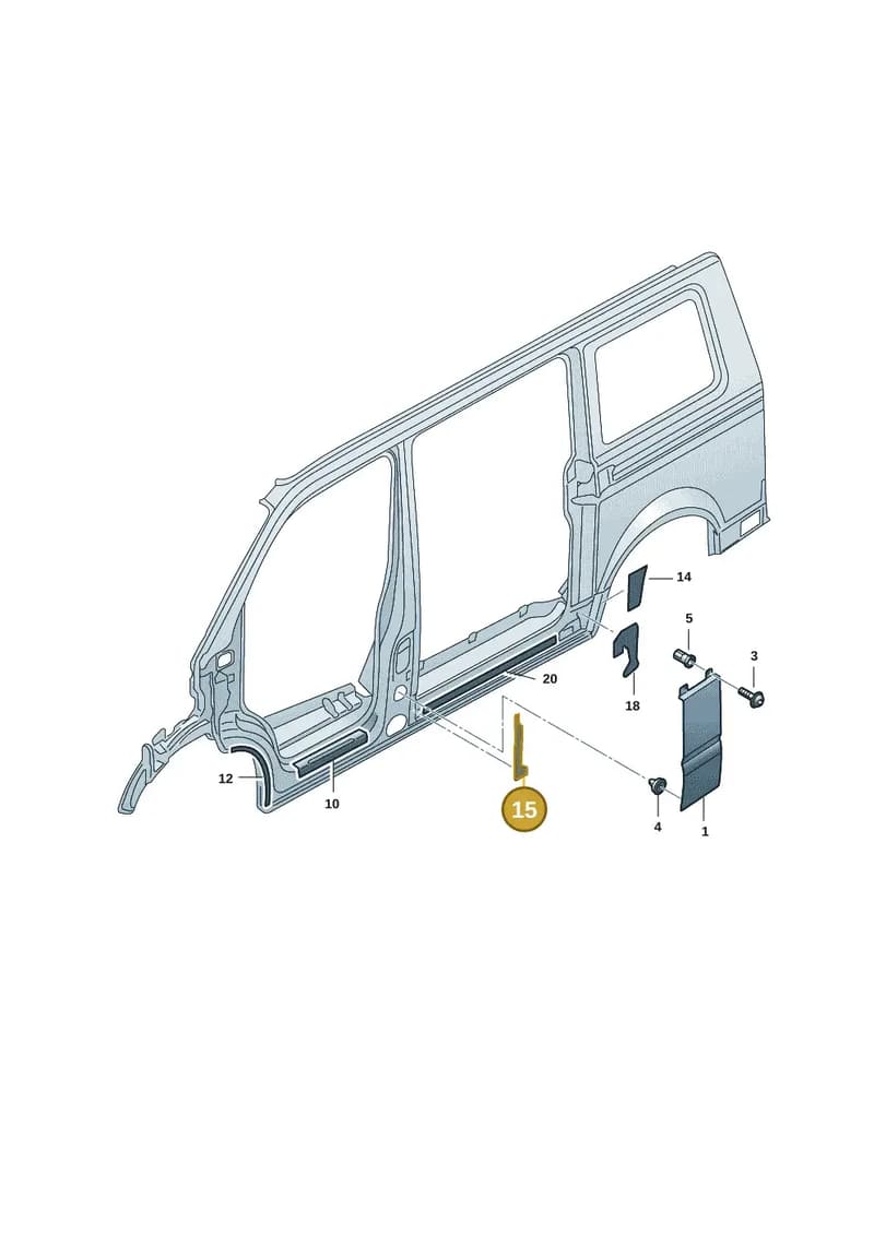7H0853411B — Volkswagen Transporter Multivan (2019-2024) diagram 7em853040, position 15
