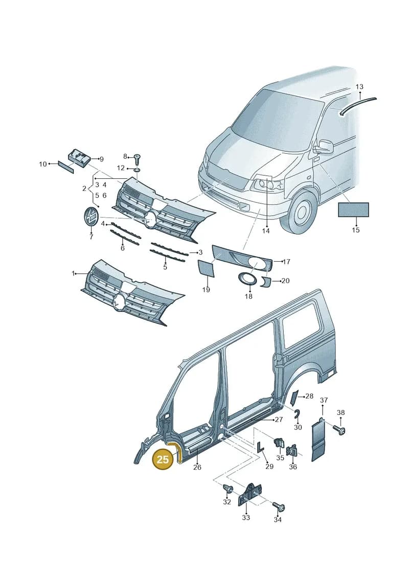 7H0853979 — Volkswagen Transp. caravelle (2011-2015) diagram 731853000, position 25