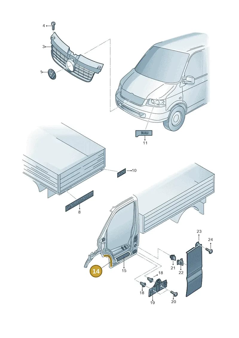 7H0853980 — Volkswagen Transp. dropside (2008-2009) diagram 411853000, position 14