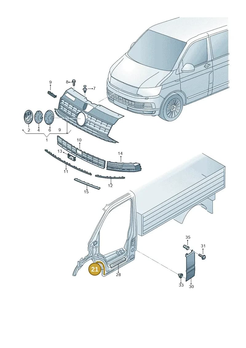 7H0853980 — Volkswagen Transporter Single Cab (2015-2019) diagram 862853000, position 21