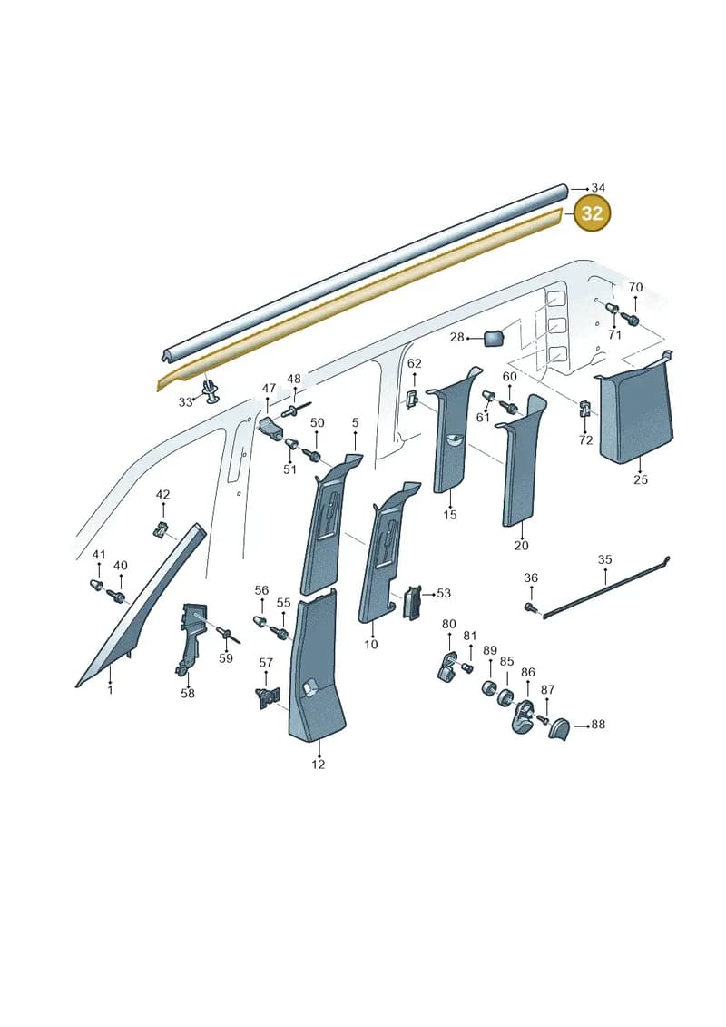 7H0867437FY20 — Volkswagen Transp. caravelle (2009-2011) diagram 410867700, position 32