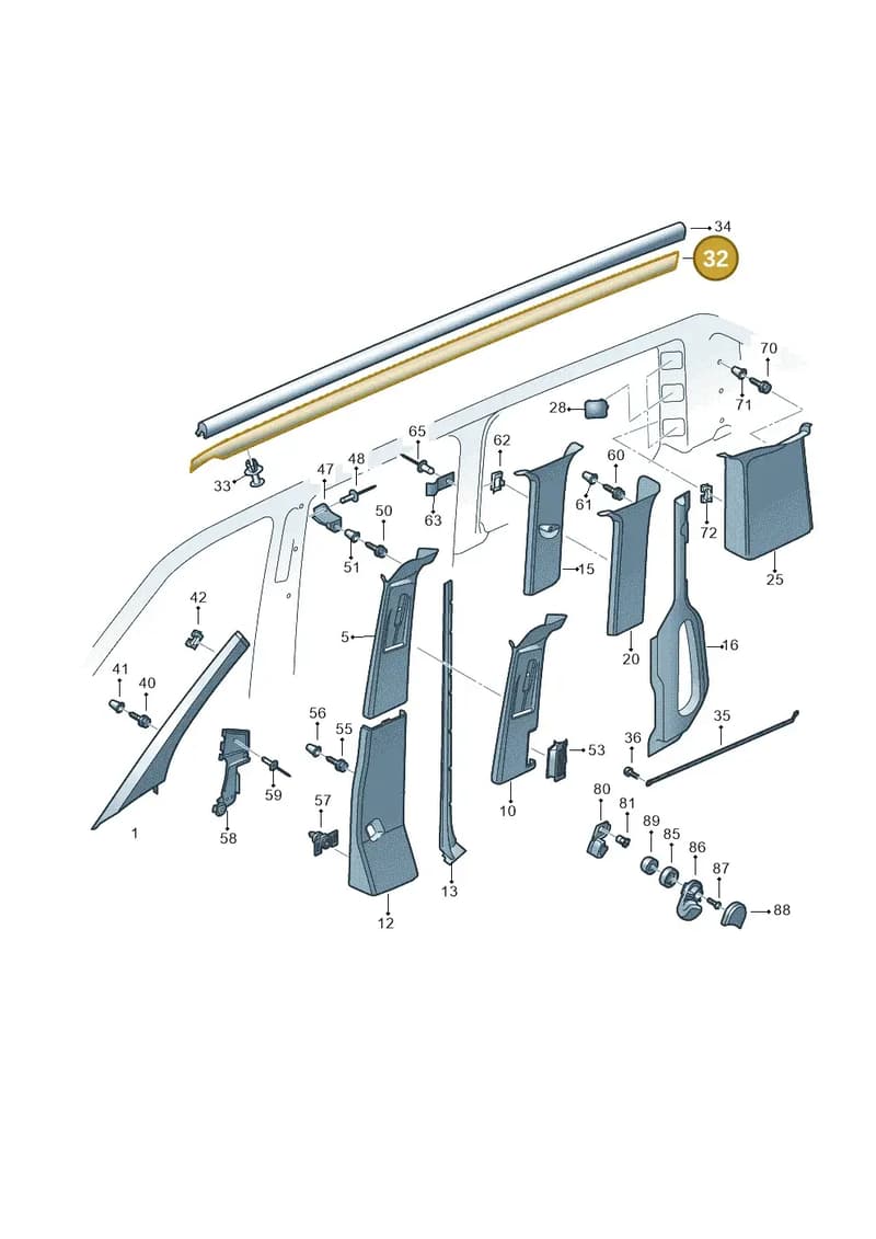 7H0867437GY20 — Volkswagen Caravelle (2015-2019) diagram 731867700, position 32