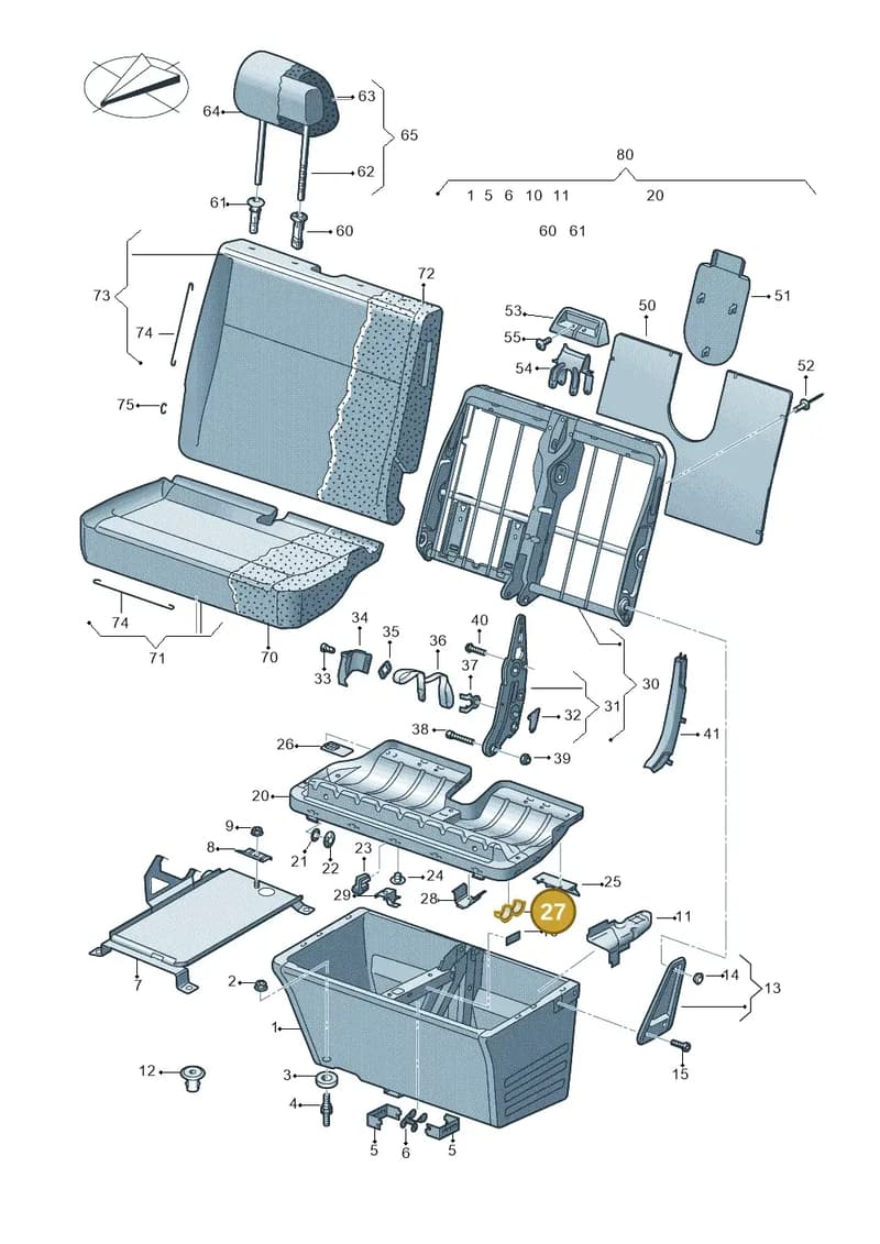 7H0881239A — Volkswagen Transp. caravelle (2008-2009) diagram 479881100, position 27