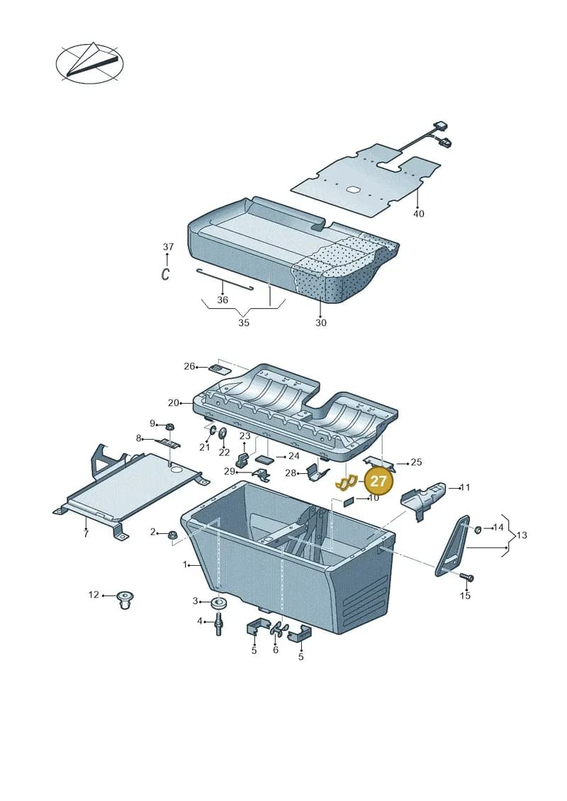 7H0881239A — Volkswagen Caravelle (2019-2024) diagram 861881100, position 27