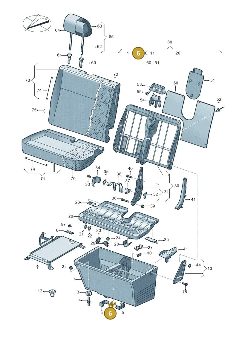 7H0881243 — Volkswagen Transp. caravelle (2008-2009) diagram 479881100, position 6