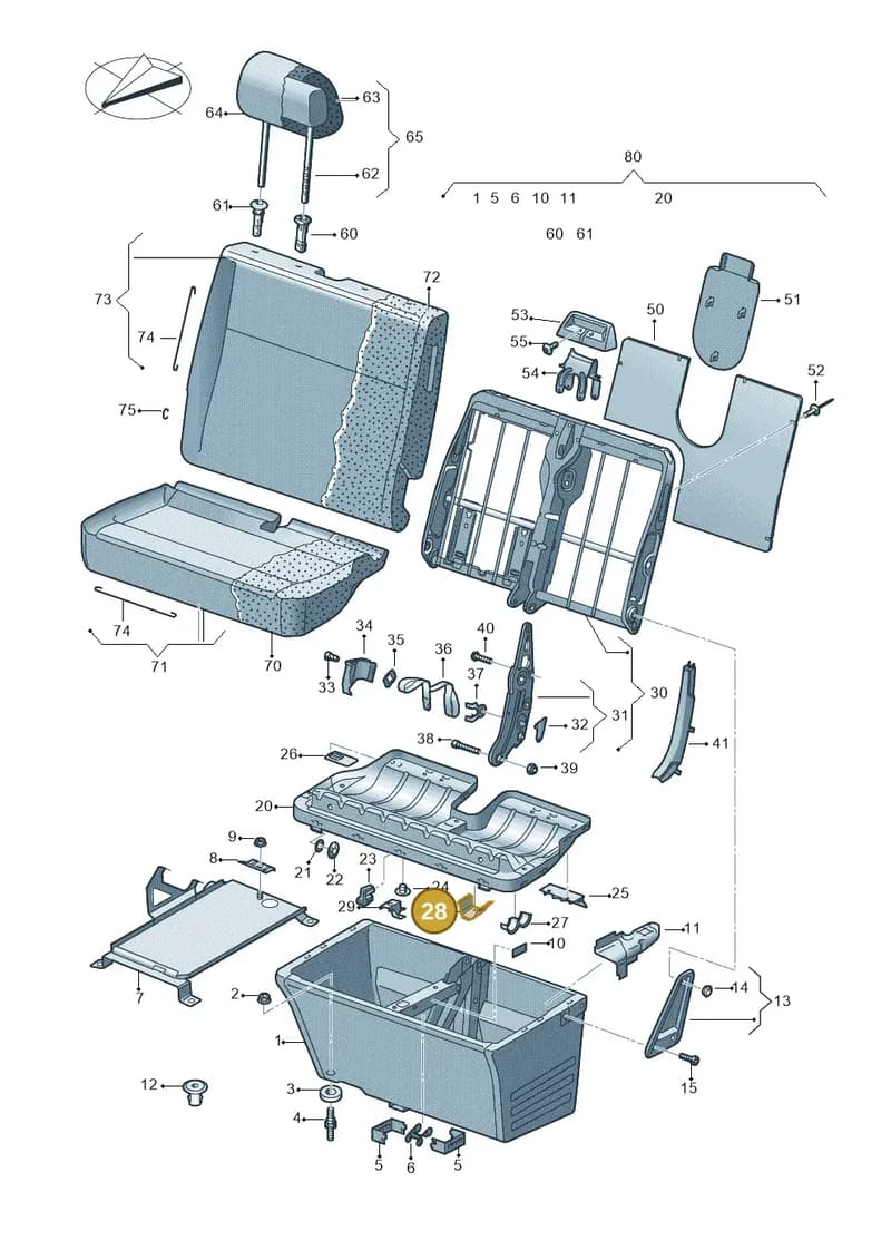 7H0881293 — Volkswagen Transp. caravelle (2008-2009) diagram 479881100, position 28