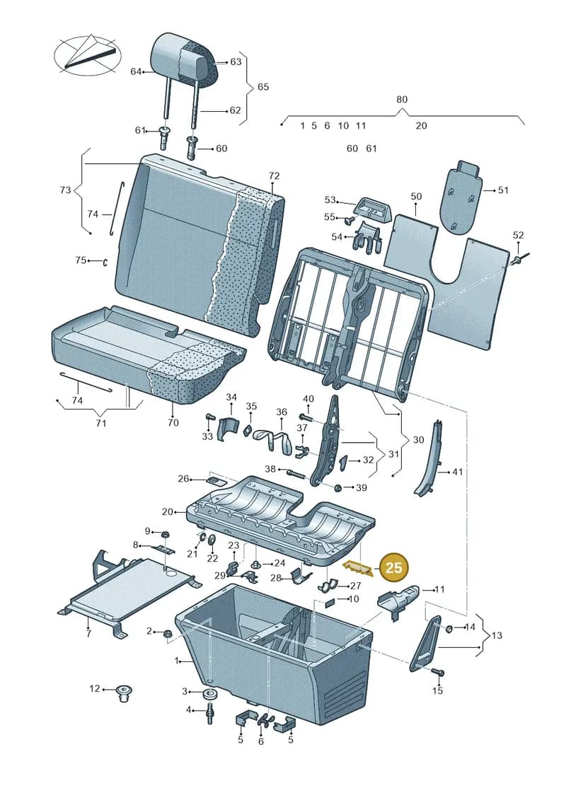 7H0881293A — Volkswagen Transp. caravelle (2008-2009) diagram 479881100, position 25