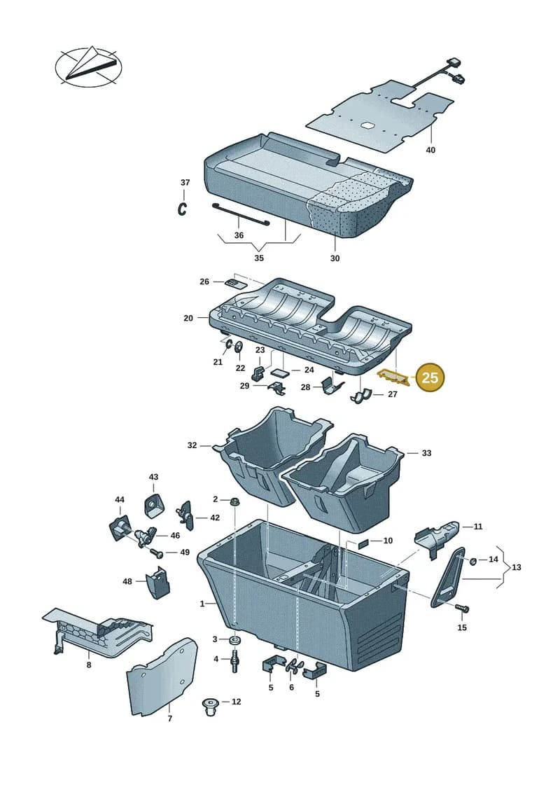 7H0881293A — Volkswagen Caravelle (2019-2024) diagram 7ep881010, position 25