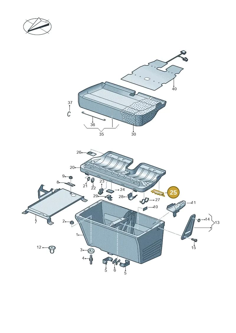 7H0881293A — Volkswagen Caravelle (2019-2024) diagram 861881100, position 25