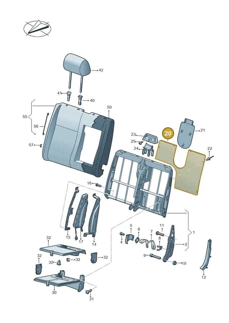 7H0881755A — Volkswagen Caravelle (2019-2024) diagram 861881200, position 20