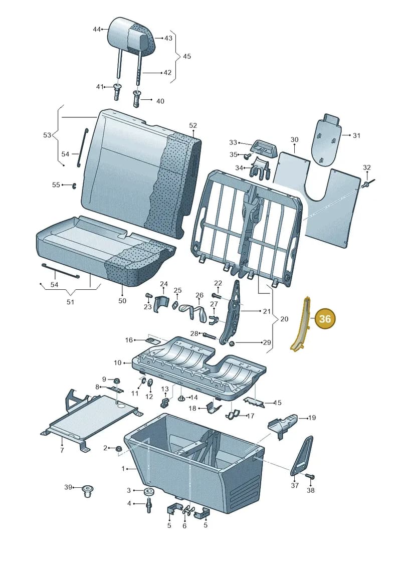 7H088179182V — Volkswagen TRANSPORTER (2003-2005) diagram 410881100, position 36