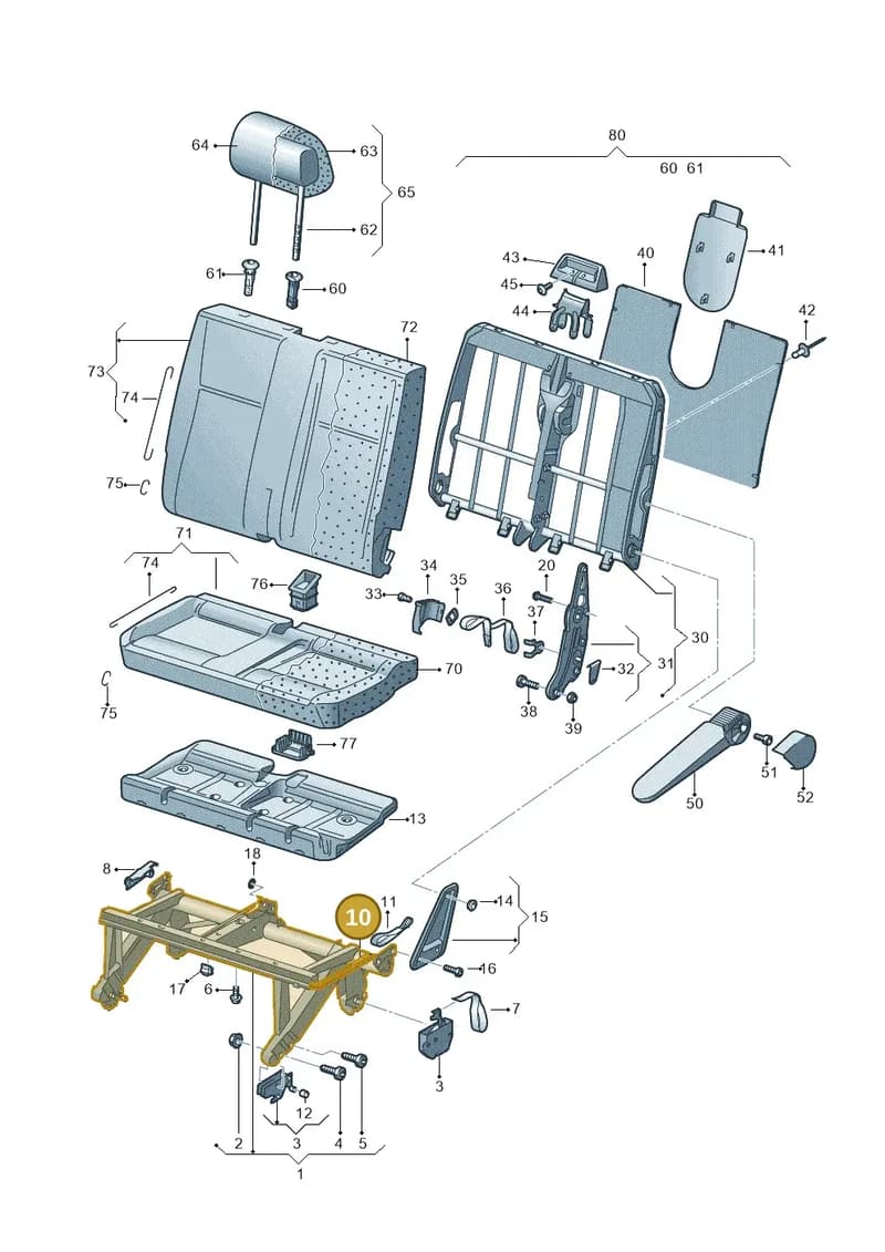7H0883079 — Volkswagen Transp. caravelle (2011-2015) diagram 611883100, position 10