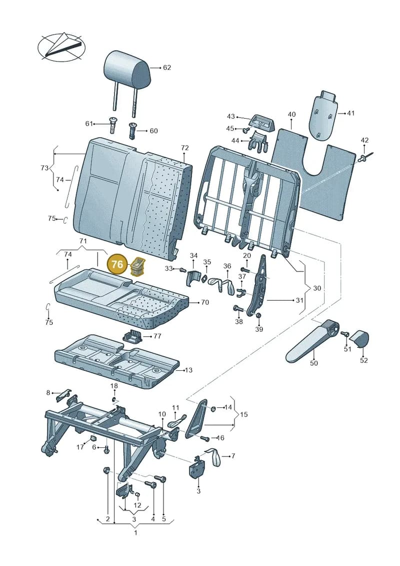 7H0883337A9B9 — Volkswagen Caravelle (2019-2024) diagram 861883000, position 76
