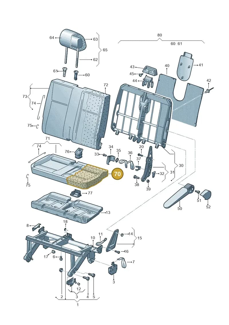 7H0883375 — Volkswagen Transp. caravelle (2011-2015) diagram 611883100, position 70