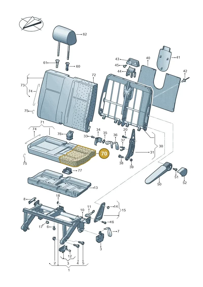 7H0883375 — Volkswagen Caravelle (2015-2019) diagram 861883000, position 70