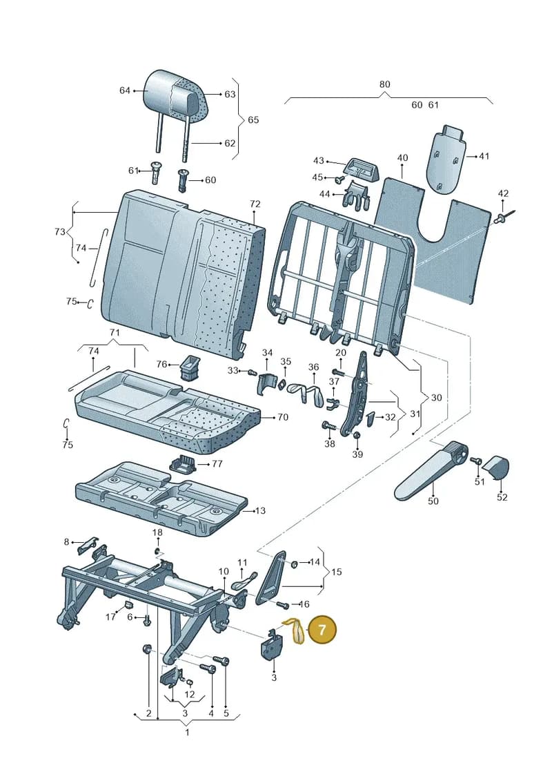 7H0883605A9B9 — Volkswagen Transp. caravelle (2011-2015) diagram 611883100, position 7